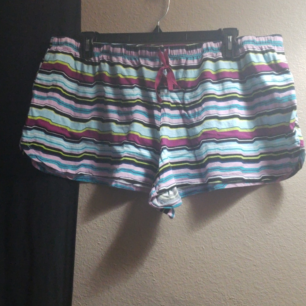 Purple stripe pajama shorts